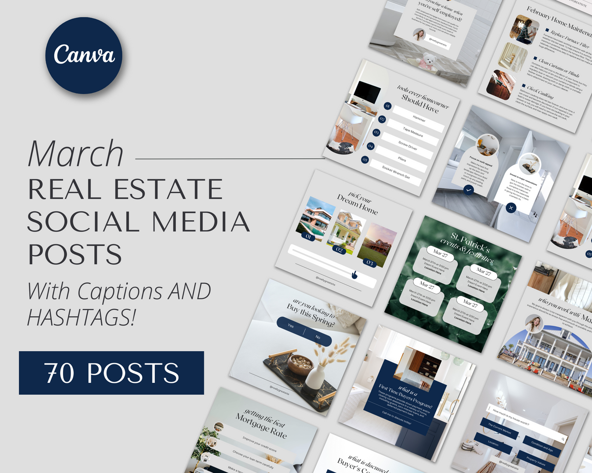 March Real Estate Social Media Posts with Captions