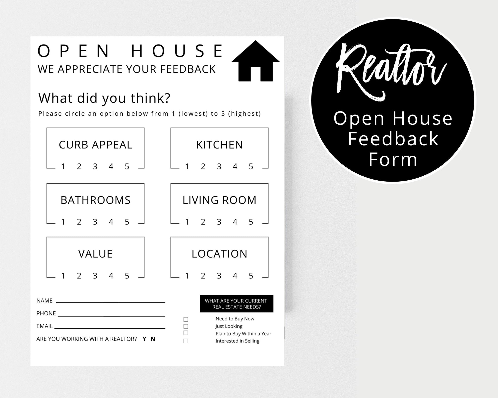 Real Estate Open House Feedback Form - Real Estate Templates Co
