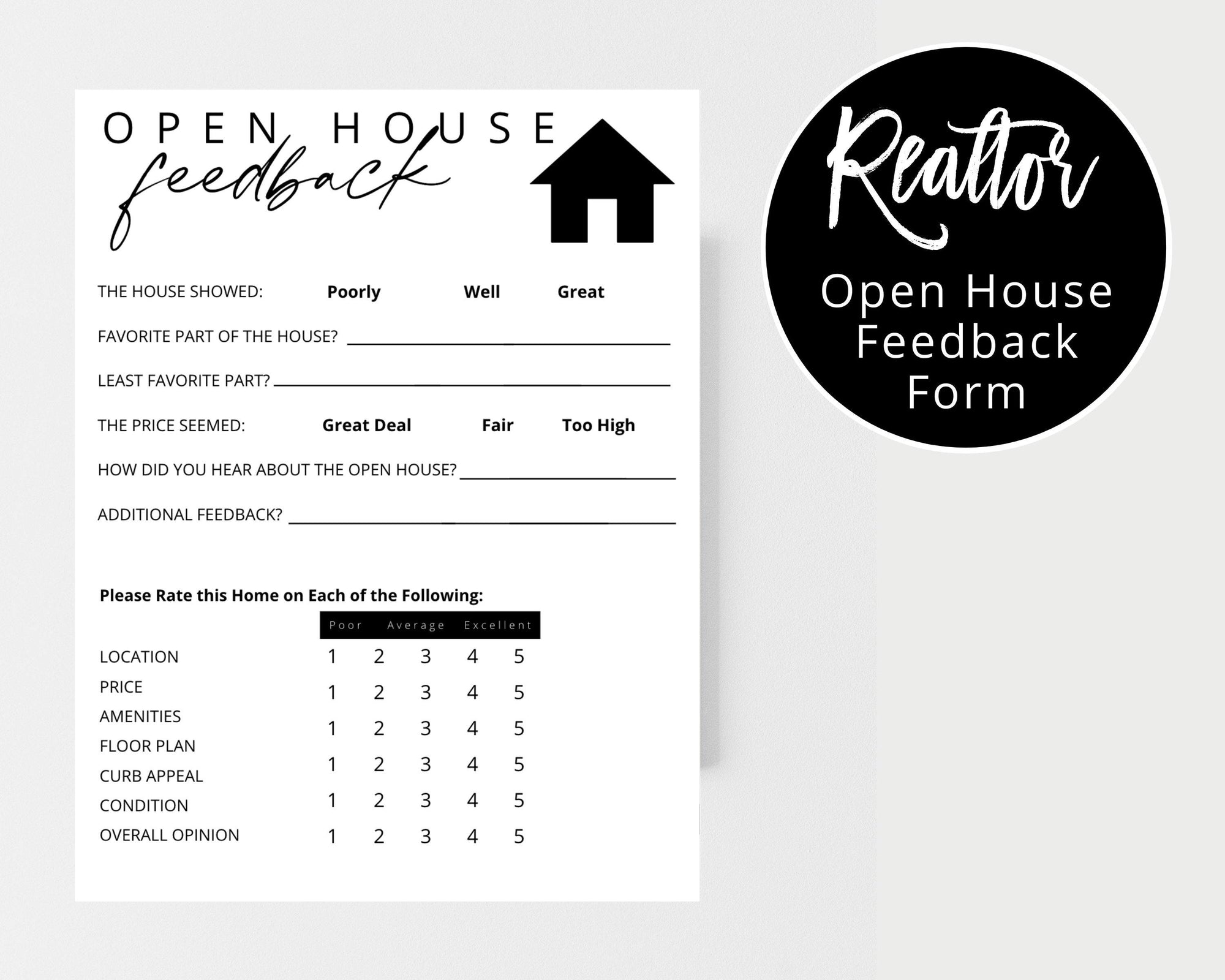 Real Estate Open House Feedback Form - Real Estate Templates Co