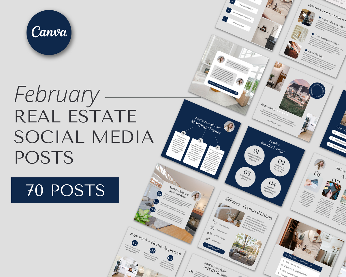 February Real Estate Agent Social Media Posts with Captions