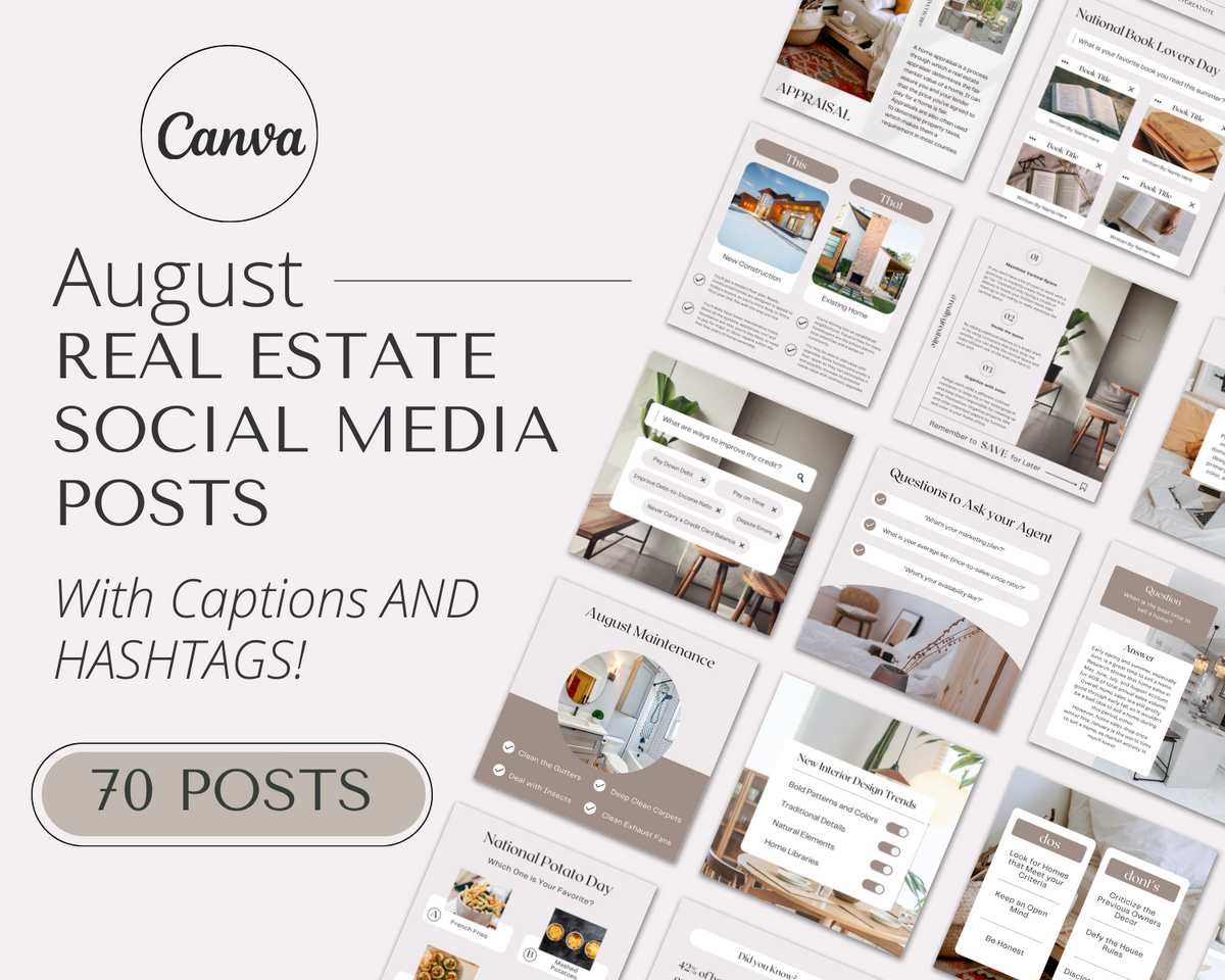 August Real Estate Posts with Captions