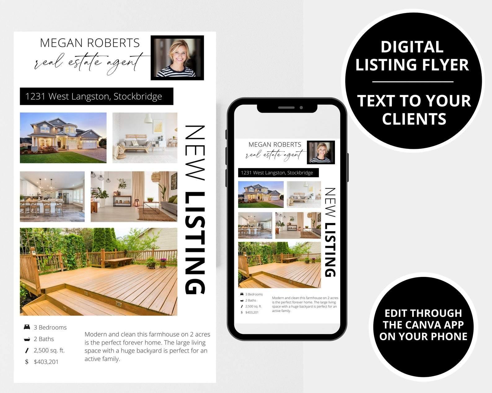 Digital New Listing Flyers for Real Estate Agents - Real Estate Templates Co