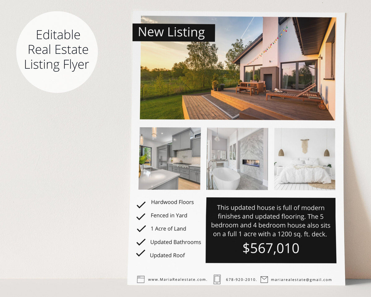 Real Estate Listing Flyer Template - Real Estate Templates Co