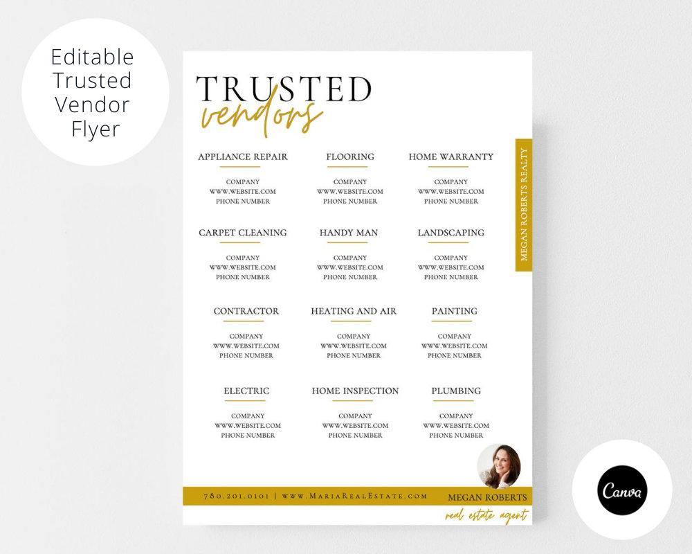 Trusted Vendors Real Estate Flyer - Real Estate Templates Co