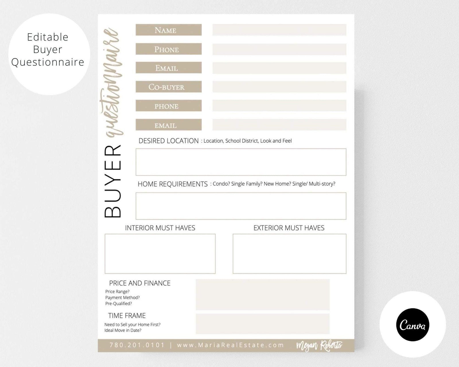 Realtor Buyer Questionnaire - Real Estate Templates Co