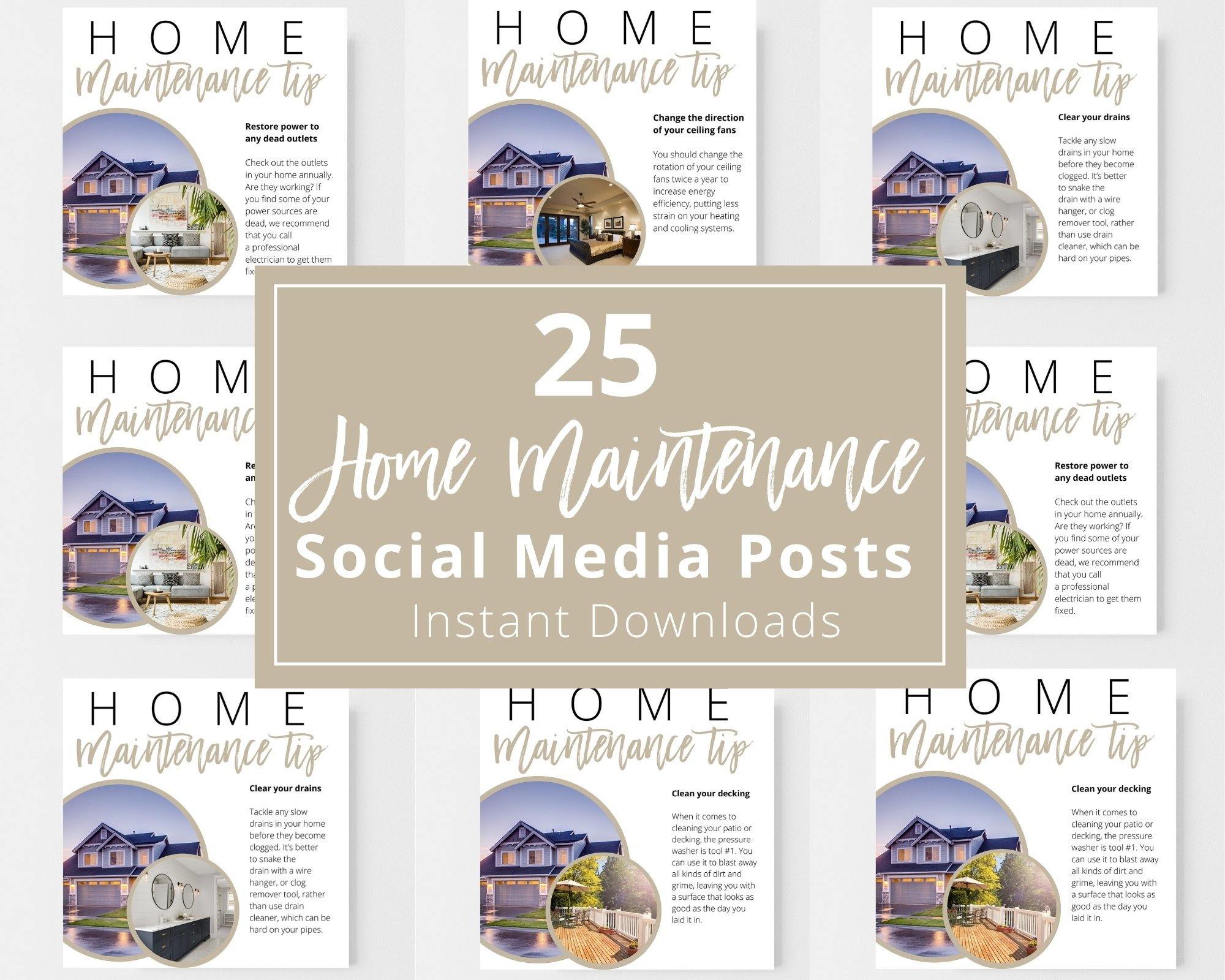Home Maintenance Tips Social Media Posts for Realtors - Real Estate Templates Co