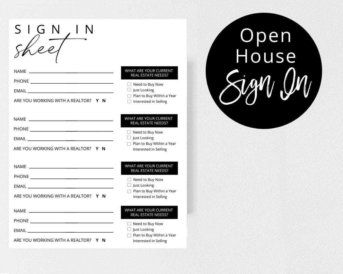 Real Estate Open House Sign in Sheet - Real Estate Templates Co